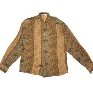 Vintage 90s Options Floral Panel Button Up Shirt Men’s XL Indie Abstract Avant